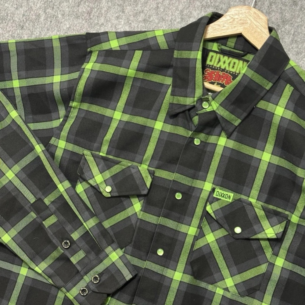 DIXXON The Shifter Black and Green Flannel with Graphic XLT